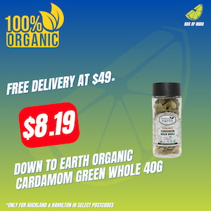 Organic Spices: Organic Cardamom Green Whole 40g (Down To Earth)