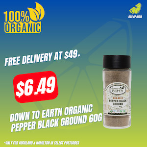 Organic Spices: Organic Pepper Black Ground 60g (Down To Earth)