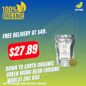 Organic Green Mung Bean (Moong Whole) 3kg Bag (Down To Earth)