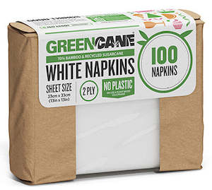 Green Cane White Napkins, 100 Sheets per pack