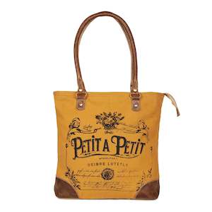 Petit A Petit Cotton Canvas Brown Bag