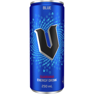 Fizzy Drinks: V Guarana Energy Drink Can (Blue) 250Ml