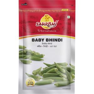 Frozen Veggies Snacks: Fr Baby Bhindi 312g (Saurbhi)