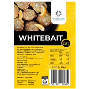 Frozen Meats Snacks: Frozen Whitebait Imported 3/5cm 250g