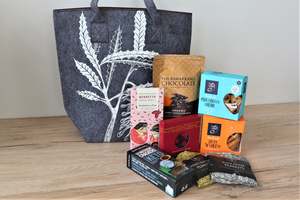 Products: Designer Carry Bag filled with treats