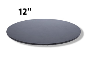 12" Black Masonite (MDF) Round Cake Board