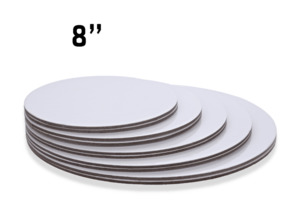 8" White Round Cardboard Cake Board