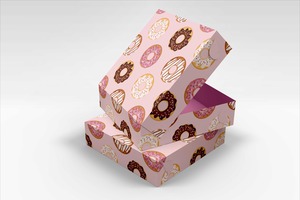 Custom Packaging: 21 x 21 x 8.5cm Custom Branded 4 Donut Box