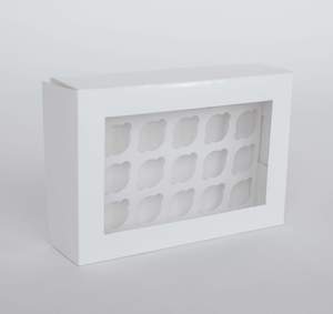 Fbt Bundle Mini Cupcake: 24 Mini Cupcake Boxes with Clear Window - Gloss White