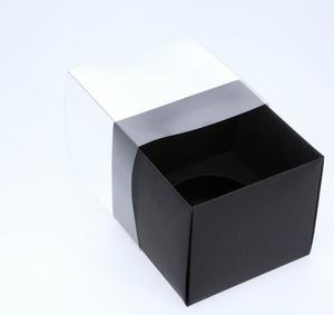 1 Regular Cupcake Boxes with Clear Slide Cover - Black Designer Range