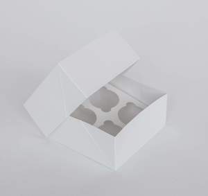 Fbt Bundle Regular Cupcake: 4 Regular Cupcake Boxes with Clear Window - Gloss White