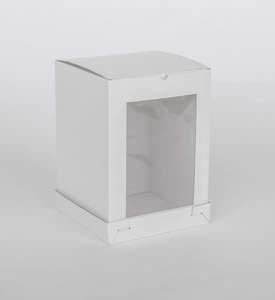 Fbt Bundle Cake: 10” x 10” x 14” Tall Height Cake Box with Front Clear Window - Gloss White