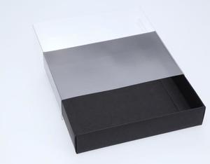 Dessert Boxes: 15.5 x 15.5 x 3cm Small Cookie Dessert Box with Clear Slide Cover - Black Designer Range