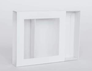 15.5 x 15.5 x 3cm Small Cookie Dessert Box with Slide Cover & Clear Window - Gloss White