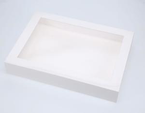 32 x 23 x 5cm X-Large Cookie Dessert Box with Slide Cover & Clear Window - Gloss White