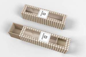 Custom Macaron Boxes: Custom Branded 3 Macaron Dessert Box with Slide Cover & Clear Window