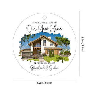 Custom Accessories: Personalized New Home Photo Hanging Ornament - Custom Watercolor Housewarming Gift