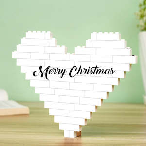 Custom Building Brick Personalized Heart Shaped Photo Block for Christmas