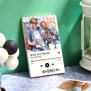 Custom Accessories: Personalized Building Brick Photo Block with Music Code