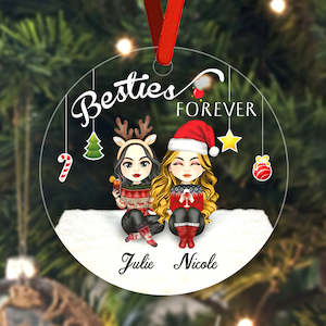 Custom Accessories: Besties Forever Custom Engraved Ornaments Christmas Tree Decoration Gifts for Firends