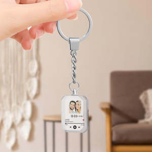 Custom Accessories: Personalised Keychains Crystal Picture Frame Scannable Code Keychain