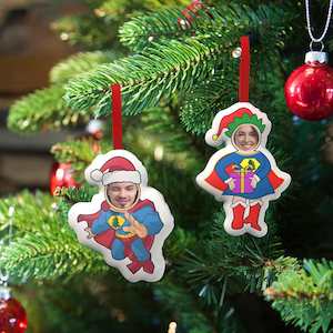 Custom Accessories: Custom Superman And Superwoman Hanging Decorations Personalized Face Christmas Hanging Decoration