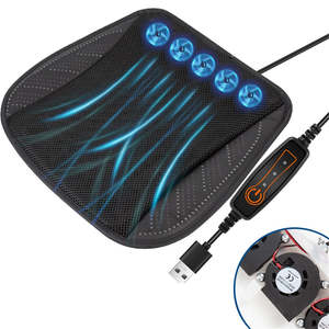 USB Powered Summer Breathable Car Seat Cushion Built-in 5 Fans Seat Cooling Mat