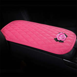 Car Seat Accessories: Camellia Design PU Leather Car Armrest Pad Auto Center Armrest Box Decorative Mat