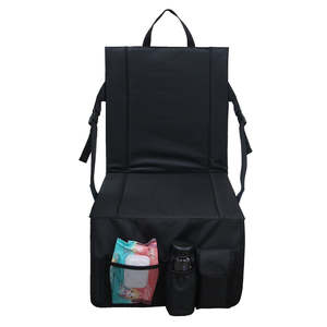 Camping Furniture: Portable Backrest Chair Seat Cushion Outdoor Camping Park Seat Mat with Lower Storage Pockets