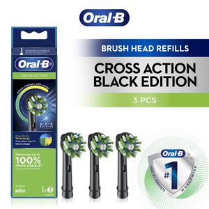 Products: Oral-B CrossAction Midnight Black Replacement Brush Heads 3-Pack