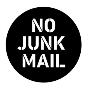 Art & Signage: No Junk Mail Round Sign - Wall Art