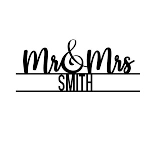 Anniversary: Mr & Mrs Wedding Sign Text - Personalised Monogram