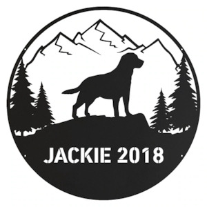 Personalised Wall Art: Dog Mountain Scene Personalised Monogram