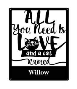 Personalised Wall Art: Love & Your Cat Name Personalised Monogram