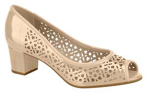 Nude: Beira Rio 4777.365-1258 Women Fashion Shoes Laser Cut in Painted Nude