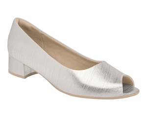 Fiesta: Piccadilly Ref: 114046 Business Court Peep Toe Shoe Low Heel in Silver