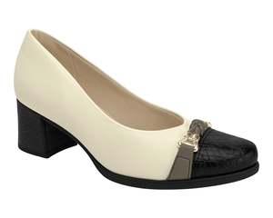White Sneaker: Piccadilly 654046 Mary Jane Pump – Off-White & Black Women's Heels