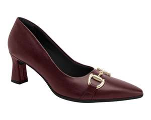 Metallic Trend: Piccadilly Ref 764003 – Ruby Block Heel Pump with Gold Buckle | Work Shoe