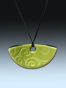 Half Rounds: Small Half Round Koru Pendant in Warm Green