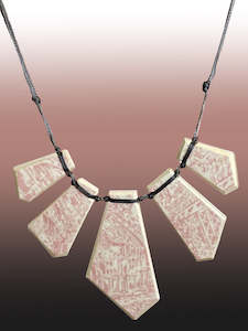 Crown Lynn: Crown Lynn Heritage Pink Ceramic Array Necklace