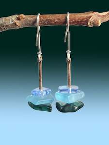 Three Drop Earrings: Three Drop Earrings in Blues