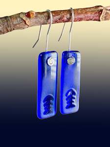 Fishbone Signature Earrings in Cobalt Blue