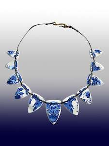 Ceramic Necklaces: Vintage Blue China Statement Necklace