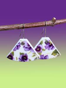 Pansy Fan Ceramic Earrings