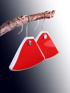 Red Fan Ceramic Earrings