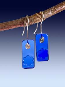 Signature Earrings 1: Flower Signature Earrings in Cobalt Blue