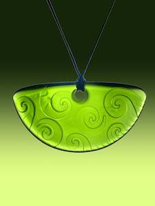 Half Rounds: Half Round Koru Pendant in Bright Green
