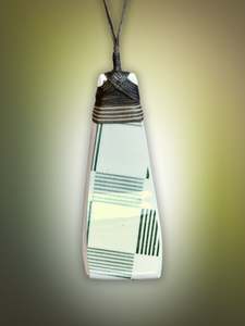 Crown Lynn Green Gingham Ceramic Pendant