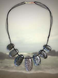 Gem Stone Necklace Speckled Blacks and Browns