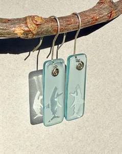 Aotearoa: Shark Signature Earrings in Bombay Blue